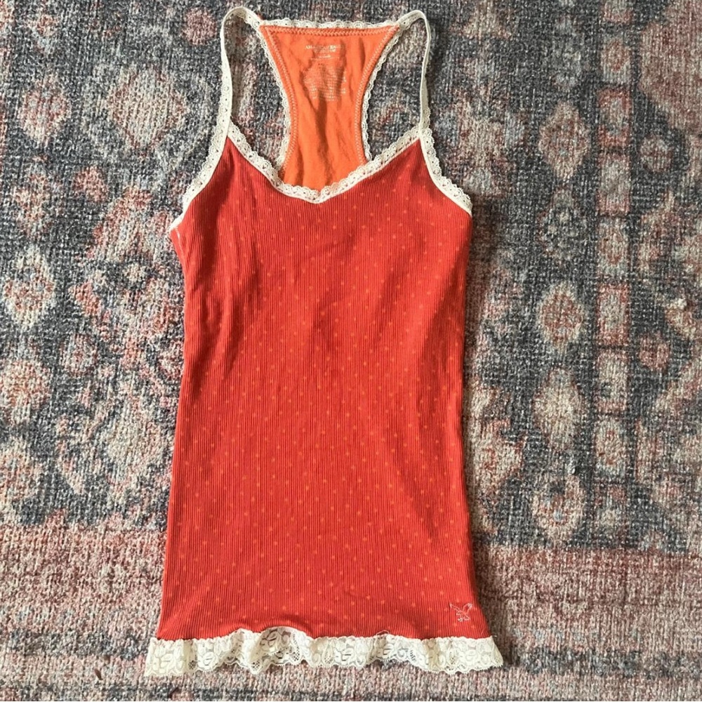 American Eagle Outfitters Orange Ribbed Sleeveless Tank Top